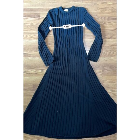 DISSH Ada Midi in Black Long Sleeve Stretch Ribbed Knit Stretch Dress XL - Picture 3 of 12